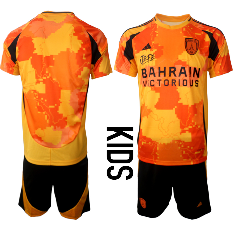 Youth 2025-2026 Season Paris FC away Blank Orange Soccer Jersey